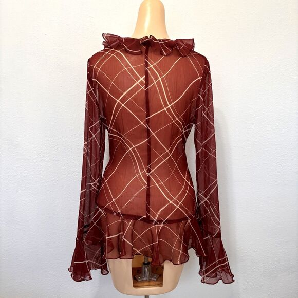 Asos Womens Sheer Brown Top Size 4 - Picture 2 of 8